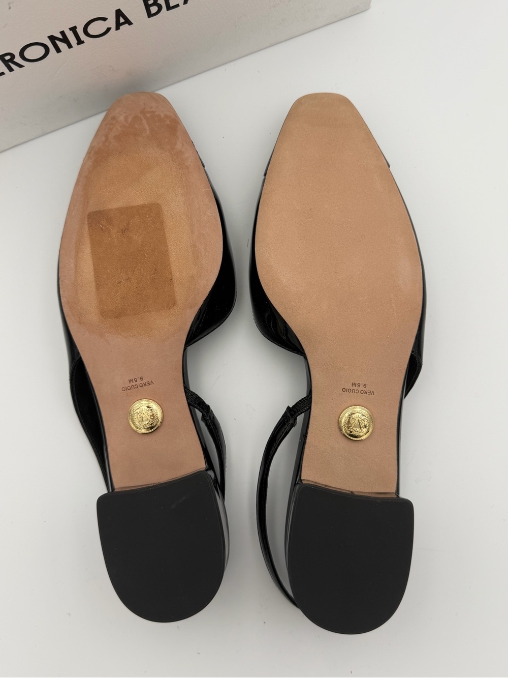 NEW Veronica Beard Cecile Leather Cap-Toe Slingback block heel 9.5M Black - Picture 7 of 9